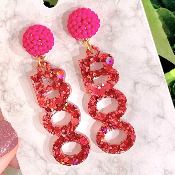 Acrylic Sparkle Boo Earrings - Picture 1 of 6
